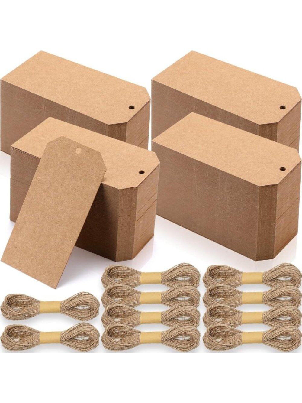 500 Pcs Kraft Paper Gift Tags with Strings - Price & Name Labels, 4.7"x2.4
